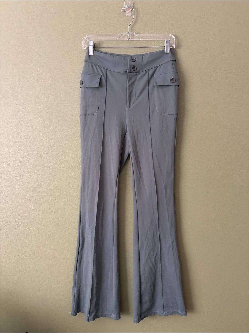 Halara High Waisted Side Flap Pocket Flare Cargo Pants Deep Aquamarine Sz M - Picture 3 of 6
